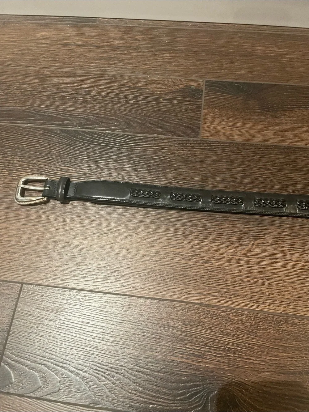 Brighton 100% Leather Braided Inset Black Belt 90103 Western Coastal Cowboy 38